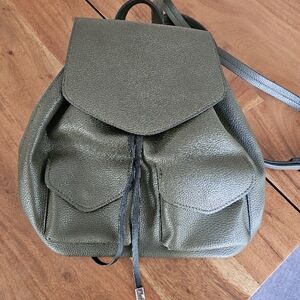 Olive Green Leather Backpack